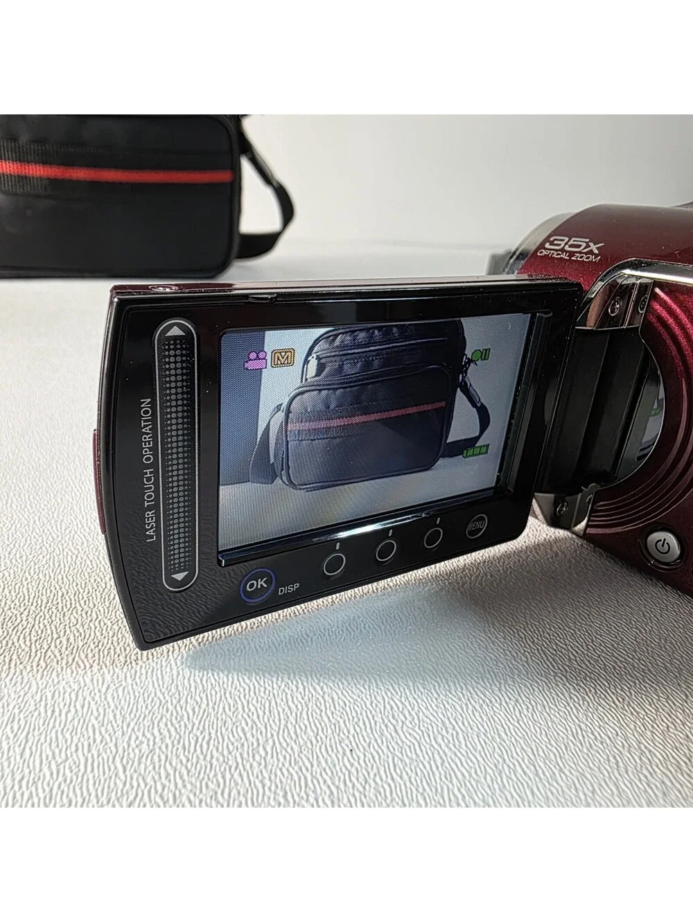 JVC Everio GZ-MG330RU 30GB HDD Camcorder Red W Micro SD Bag Charger Tested Works